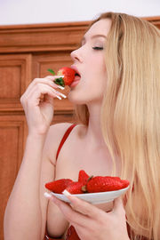 Hot Blonde Teen Plays With Her Strawberry-11