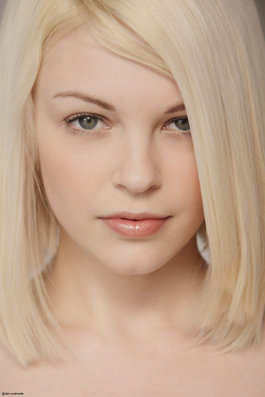 Skinny, platinum-blonde Bree strips 16